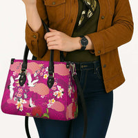 Hawaiian and Japanese Culture Together Leather Bag Pink Ohia Lehua Plumeria and Sakura Blooming LT03 - Polynesian Pride