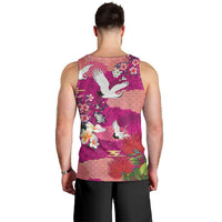 Hawaiian and Japanese Culture Together Men Tank Top Pink Ohia Lehua Plumeria and Sakura Blooming LT03 - Polynesian Pride