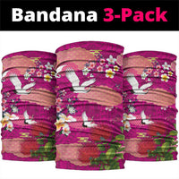 Hawaiian and Japanese Culture Together Neck Gaiter Pink Ohia Lehua Plumeria and Sakura Blooming LT03 package One Size: 25*50cm Pink - Polynesian Pride