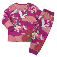Hawaiian and Japanese Culture Together Christmas Pajama Set Pink Ohia Lehua Plumeria and Sakura Blooming LT03 - Polynesian Pride