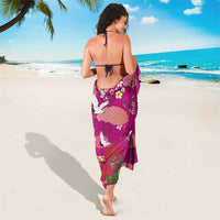 Hawaiian and Japanese Culture Together Sarong Pink Ohia Lehua Plumeria and Sakura Blooming LT03 - Polynesian Pride