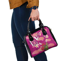 Hawaiian and Japanese Culture Together Shoulder Handbag Pink Ohia Lehua Plumeria and Sakura Blooming LT03 - Polynesian Pride
