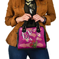 Hawaiian and Japanese Culture Together Shoulder Handbag Pink Ohia Lehua Plumeria and Sakura Blooming LT03 - Polynesian Pride