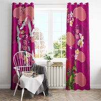 Hawaiian and Japanese Culture Together Window Curtain Pink Ohia Lehua Plumeria and Sakura Blooming LT03 - Polynesian Pride