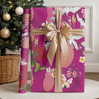 Hawaiian and Japanese Culture Together Wrapping Paper Pink Ohia Lehua Plumeria and Sakura Blooming LT03 - Polynesian Pride