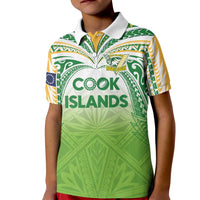 Custom Cook Islands Rugby League Kid Polo Shirt Tatau Tribal Motifs-Light Green Color LT03 Kid Green - Polynesian Pride