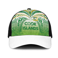 Cook Islands Rugby League Mesh Trucker Cap Tatau Tribal Motifs-Light Green Color - Polynesian Pride