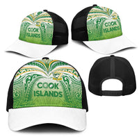 Cook Islands Rugby League Mesh Trucker Cap Tatau Tribal Motifs-Light Green Color - Polynesian Pride