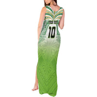 Custom Cook Islands Rugby League Tank Maxi Dress Tatau Tribal Motifs-Light Green Color LT03 - Polynesian Pride
