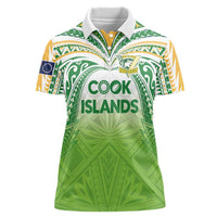 Custom Cook Islands Rugby League Women Polo Shirt Tatau Tribal Motifs-Light Green Color LT03 Female Green - Polynesian Pride