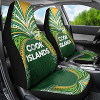 Cook Islands Rugby League Car Seat Cover Tatau Tribal Motifs-Dark Green Color LT03 - Polynesian Pride