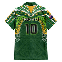 Custom Cook Islands Rugby League Family Matching Short Sleeve Bodycon Dress and Hawaiian Shirt Tatau Tribal Motifs-Dark Green Color LT03 - Polynesian Pride