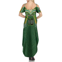 Custom Cook Islands Rugby League Family Matching Summer Maxi Dress and Hawaiian Shirt Tatau Tribal Motifs-Dark Green Color LT03 - Polynesian Pride