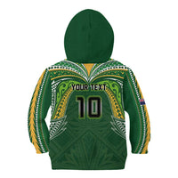 Custom Cook Islands Rugby League Kid Hoodie Tatau Tribal Motifs-Dark Green Color LT03 - Polynesian Pride