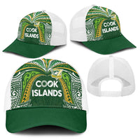 Cook Islands Rugby League Mesh Trucker Cap Tatau Tribal Motifs-Dark Green Color - Polynesian Pride