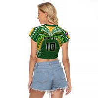 Custom Cook Islands Rugby League Raglan Cropped T Shirt Tatau Tribal Motifs-Dark Green Color LT03 - Polynesian Pride