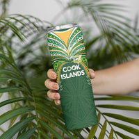 Custom Cook Islands Rugby League Skinny Tumbler Tatau Tribal Motifs-Dark Green Color LT03 - Polynesian Pride