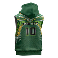 Custom Cook Islands Rugby League Sleeveless Zip Hoodie Tatau Tribal Motifs-Dark Green Color LT03 - Polynesian Pride