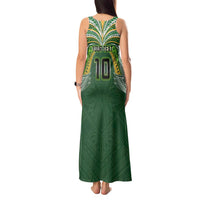 Custom Cook Islands Rugby League Tank Maxi Dress Tatau Tribal Motifs-Dark Green Color LT03 - Polynesian Pride