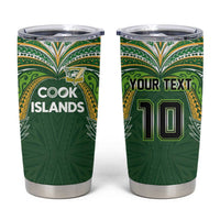 Custom Cook Islands Rugby League Tumbler Cup Tatau Tribal Motifs-Dark Green Color LT03 Green - Polynesian Pride