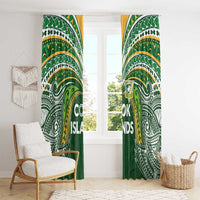 Cook Islands Rugby League Window Curtain Tatau Tribal Motifs-Dark Green Color LT03 - Polynesian Pride