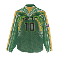 Custom Cook Islands Rugby League Women Casual Shirt Tatau Tribal Motifs-Dark Green Color LT03 - Polynesian Pride