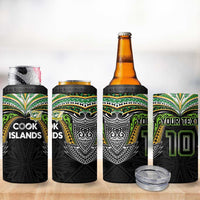 Custom Cook Islands Rugby League 4 in 1 Can Cooler Tumbler Tatau Tribal Motifs-Black Color LT03 - Polynesian Pride