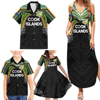Custom Cook Islands Rugby League Family Matching Summer Maxi Dress and Hawaiian Shirt Tatau Tribal Motifs-Black Color LT03 - Polynesian Pride