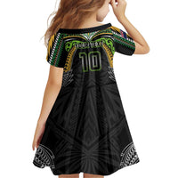 Custom Cook Islands Rugby League Family Matching Tank Maxi Dress and Hawaiian Shirt Tatau Tribal Motifs-Black Color LT03 - Polynesian Pride