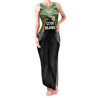 Custom Cook Islands Rugby League Family Matching Tank Maxi Dress and Hawaiian Shirt Tatau Tribal Motifs-Black Color LT03 Mom's Dress Black - Polynesian Pride