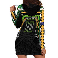Custom Cook Islands Rugby League Hoodie Dress Tatau Tribal Motifs-Black Color LT03 - Polynesian Pride