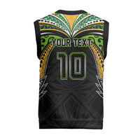Custom Cook Islands Rugby League Christmas Knitted V-Neck Vest Tatau Tribal Motifs-Black Color LT03 - Polynesian Pride