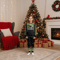 Custom Cook Islands Rugby League Christmas Pajama Set Tatau Tribal Motifs-Black Color LT03 Kid Black - Polynesian Pride