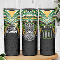 Custom Cook Islands Rugby League Skinny Tumbler Tatau Tribal Motifs-Black Color LT03 - Polynesian Pride