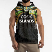 Custom Cook Islands Rugby League Sleeveless Hoodie Tatau Tribal Motifs-Black Color LT03 - Polynesian Pride
