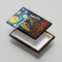 New Zealand and Australia ANZAC Day Canvas Wall Art Kiwi Bird and Kangaroo Soldier Starry Night Style LT03 - Polynesian Pride