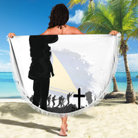 Tokelau ANZAC Day Beach Blanket Lest We Forget Red Poppy Flowers and Soldier LT03 - Polynesian Pride