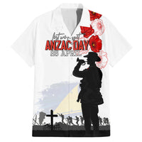 Tokelau ANZAC Day Family Matching Off Shoulder Long Sleeve Dress and Hawaiian Shirt Lest We Forget Red Poppy Flowers and Soldier LT03 Dad's Shirt - Short Sleeve White - Polynesian Pride