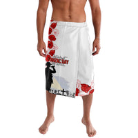Tokelau ANZAC Day Lavalava Lest We Forget Red Poppy Flowers and Soldier LT03 White - Polynesian Pride