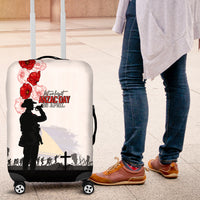 Tokelau ANZAC Day Luggage Cover Lest We Forget Red Poppy Flowers and Soldier LT03 White - Polynesian Pride