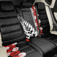 New Zealand ANZAC Day Back Car Seat Cover Soldier Silver Fern with Red Poppies Flower Maori Style LT03 - Polynesian Pride