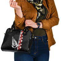 New Zealand ANZAC Day Shoulder Handbag Soldier Silver Fern with Red Poppies Flower Maori Style LT03 - Polynesian Pride