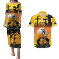 New Zealand and Australia ANZAC Day Couples Matching Puletasi and Hawaiian Shirt Gallipoli Lest We Forget LT03 Yellow - Polynesian Pride
