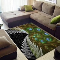 New Zealand Area Rug Koru Abstract Art and Silver Fern Maori Pattern LT03 - Polynesian Pride
