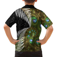 New Zealand Family Matching Off Shoulder Long Sleeve Dress and Hawaiian Shirt Koru Abstract Art and Silver Fern Maori Pattern LT03 - Polynesian Pride