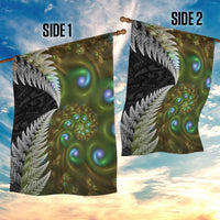 New Zealand Garden Flag Koru Abstract Art and Silver Fern Maori Pattern