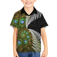 New Zealand Hawaiian Shirt Koru Abstract Art and Silver Fern Maori Pattern LT03 - Polynesian Pride
