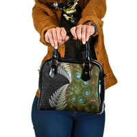 New Zealand Shoulder Handbag Koru Abstract Art and Silver Fern Maori Pattern LT03 One Size Green - Polynesian Pride