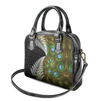 New Zealand Shoulder Handbag Koru Abstract Art and Silver Fern Maori Pattern LT03 - Polynesian Pride