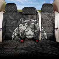 Custom New Zealand Women's Day Back Car Seat Cover Maori Tribal Girl and Silver Fern Pattern LT03 One Size Black - Polynesian Pride